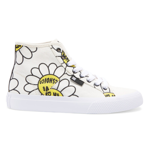 Baskets DC Shoes Manual HI High-Top Tela Blanche Noir Fleur Femme | QOZ-26336675