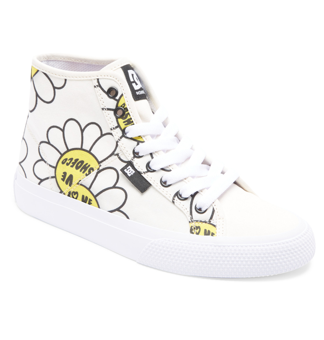 Baskets DC Shoes Manual HI High-Top Tela Blanche Noir Fleur Femme | QOZ-26336675