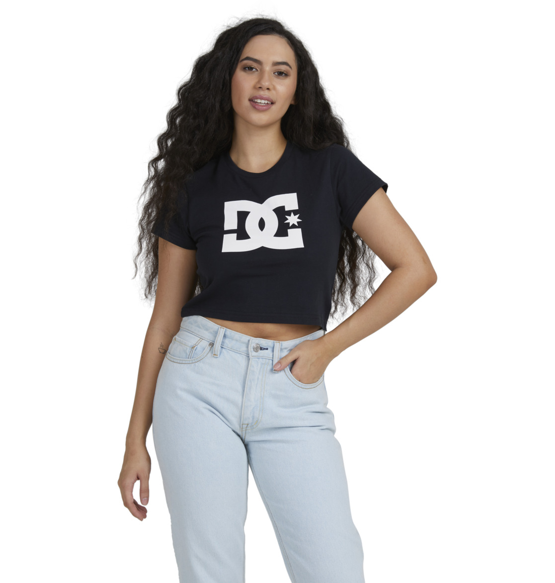 T Shirts DC Shoes DC Star Cropped Noir Femme | KDJ-40006824