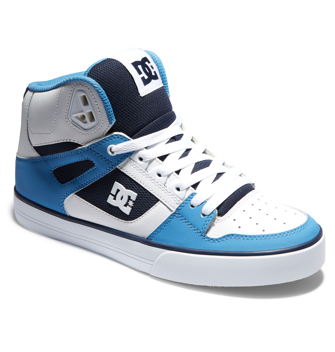 Baskets DC Shoes Pure High-Top Blanche Bleu Homme | OJS-71195052