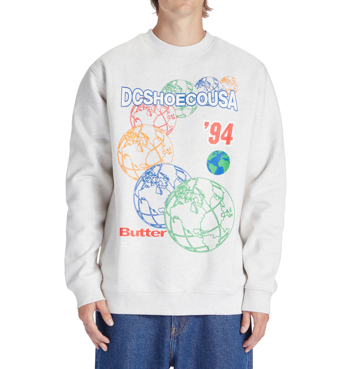 Sweat à Capuche DC Shoes Butter Goods x DC World Crewneck Blanche Homme | JKV-41433965