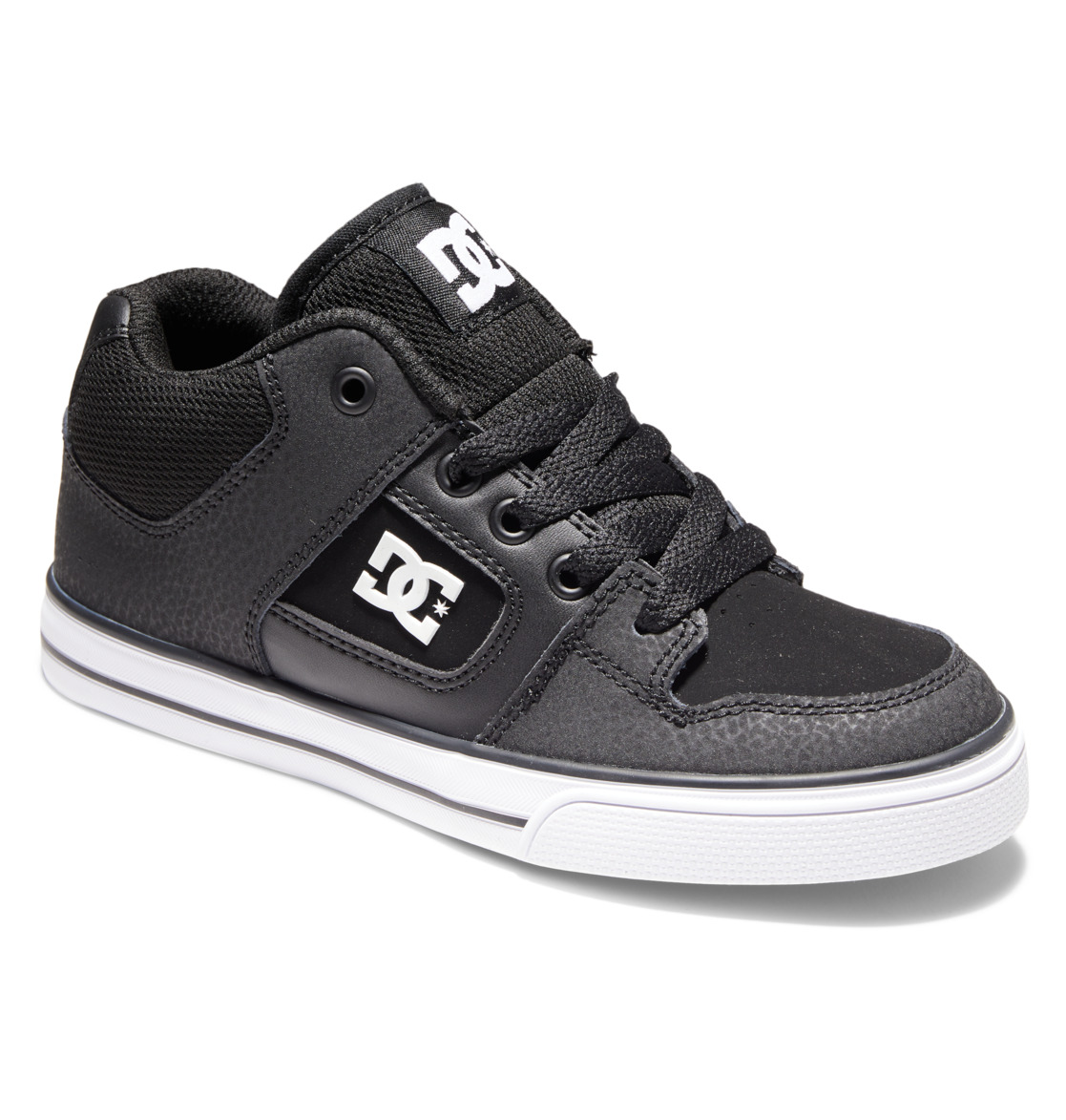 Baskets DC Shoes Pure MID Mid-Top Noir Blanche Enfant | VED-37798558