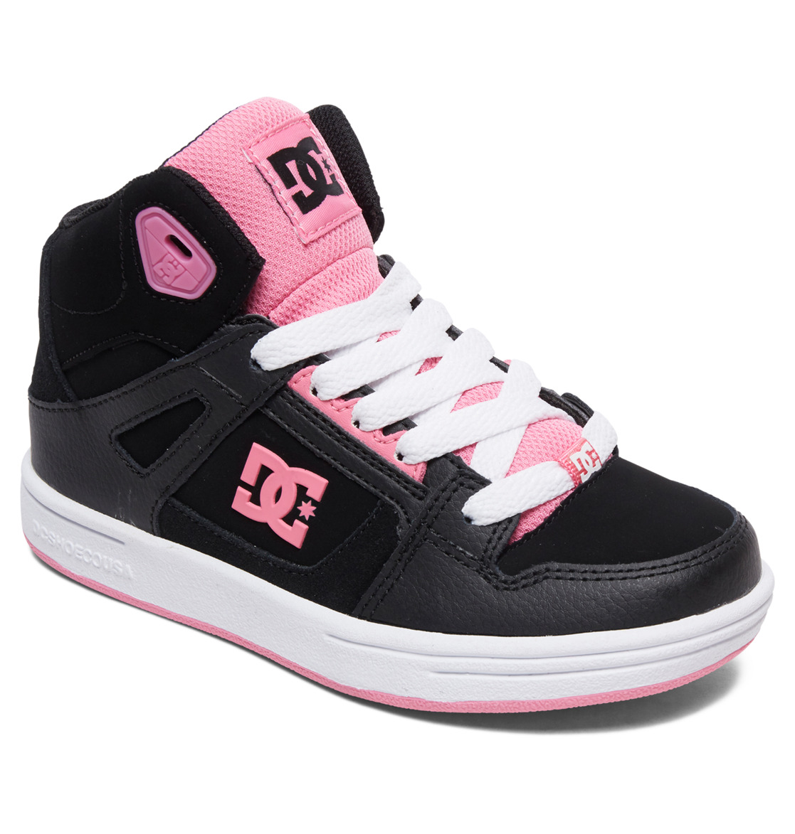 Baskets DC Shoes Pure High-Top Noir Rose Enfant | UFZ-98045660