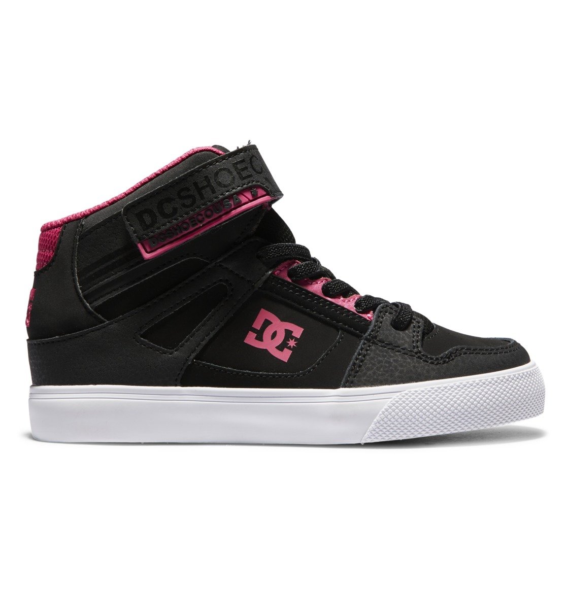 Baskets DC Shoes Pure High Elastic Dentelle High-Top Noir Blanche Enfant | HRO-37190001