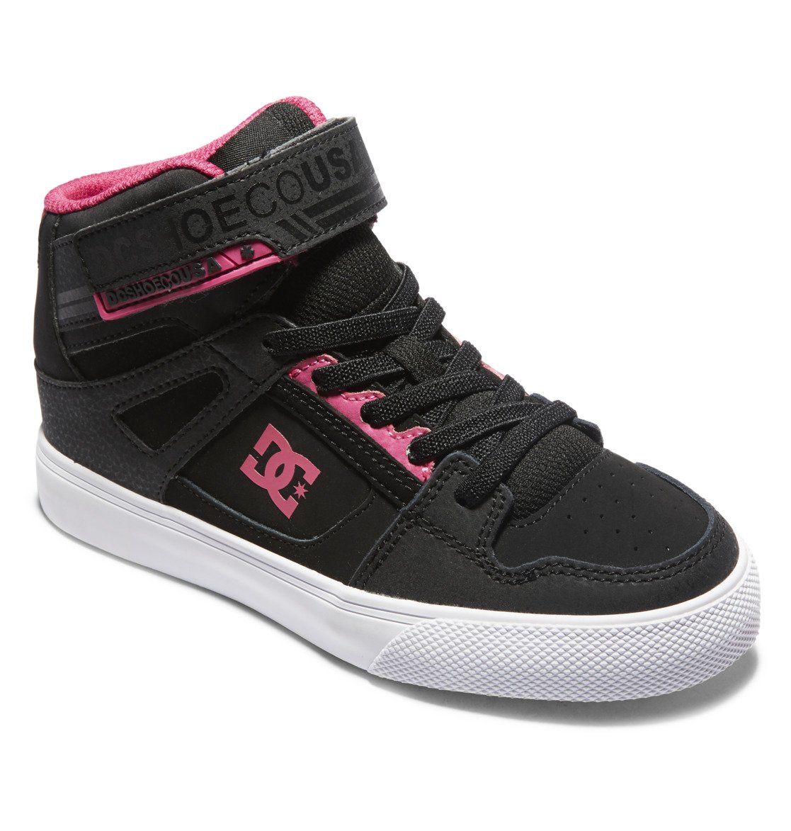 Baskets DC Shoes Pure High Elastic Dentelle High-Top Noir Blanche Enfant | HRO-37190001