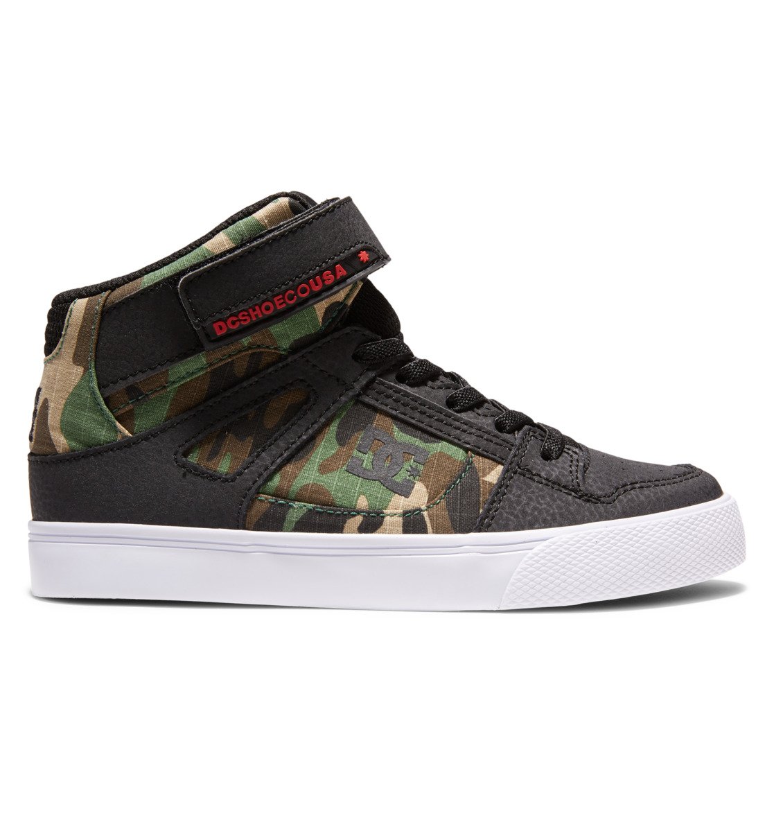 Baskets DC Shoes Pure High Elastic Dentelle High-Top Noir Camouflage Enfant | ECU-54152788