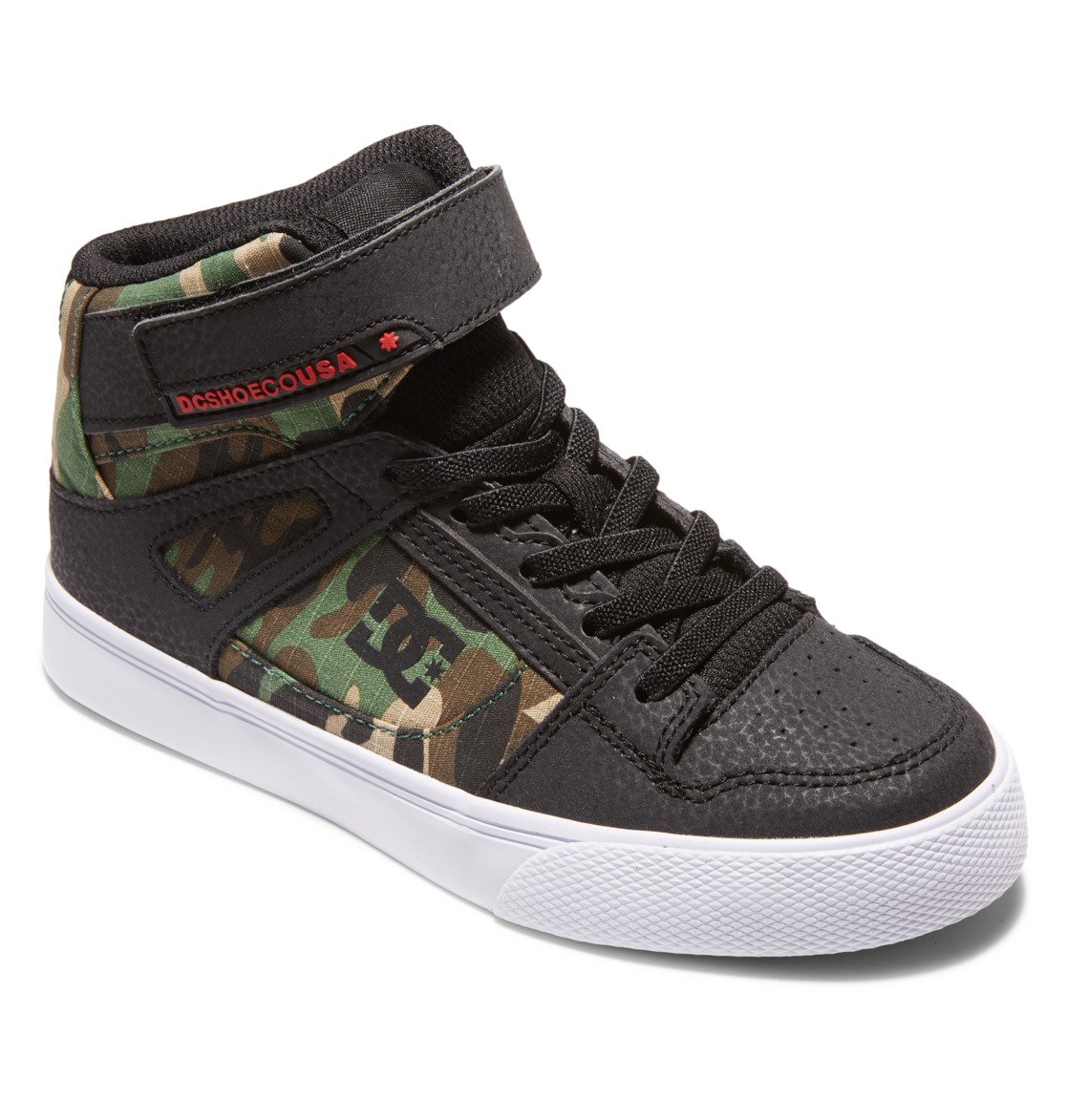 Baskets DC Shoes Pure High Elastic Dentelle High-Top Noir Camouflage Enfant | ECU-54152788