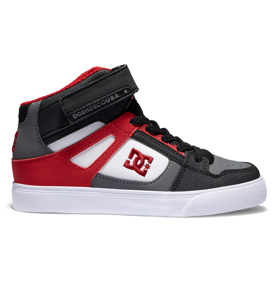 Baskets DC Shoes Pure High Elastic Dentelle High-Top Blanche Grise Rouge Enfant | SQS-99940158