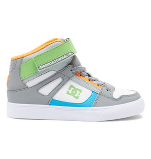 Baskets DC Shoes Pure High Elastic Dentelle High-Top Grise Blanche Enfant | WTE-68064654