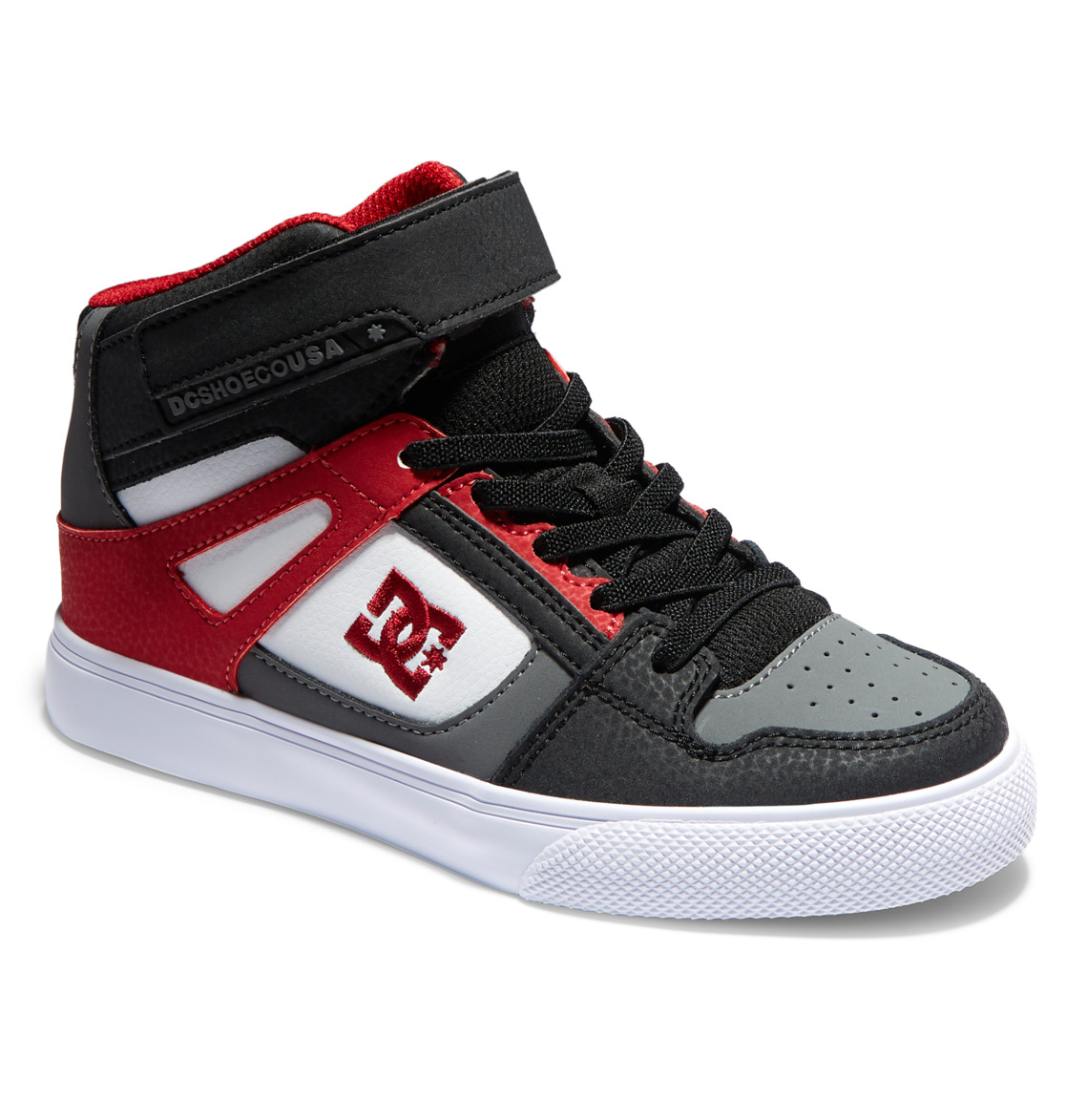 Baskets DC Shoes Pure High Elastic Dentelle High-Top Blanche Grise Rouge Enfant | SQS-99940158