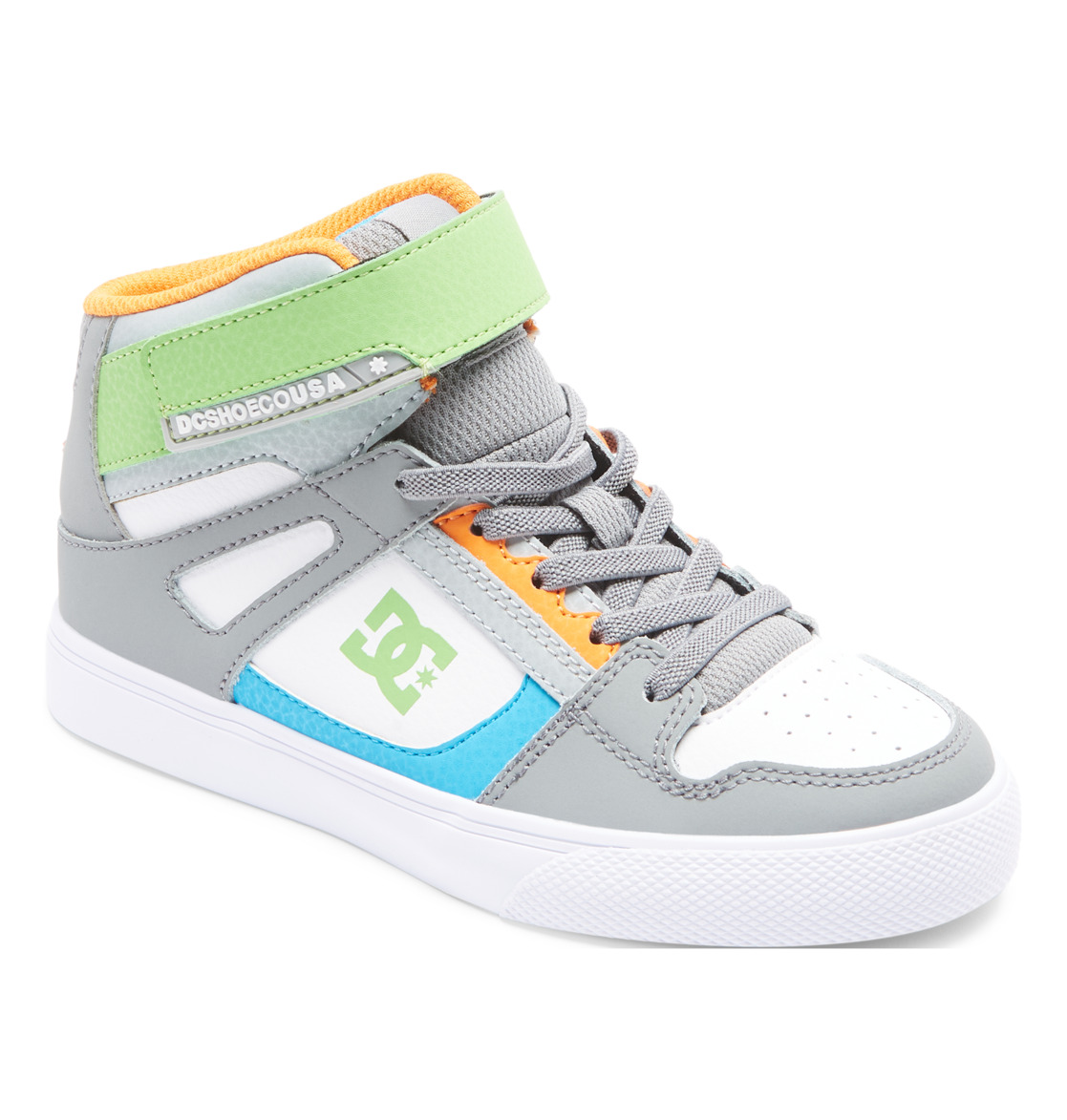 Baskets DC Shoes Pure High Elastic Dentelle High-Top Grise Blanche Enfant | WTE-68064654