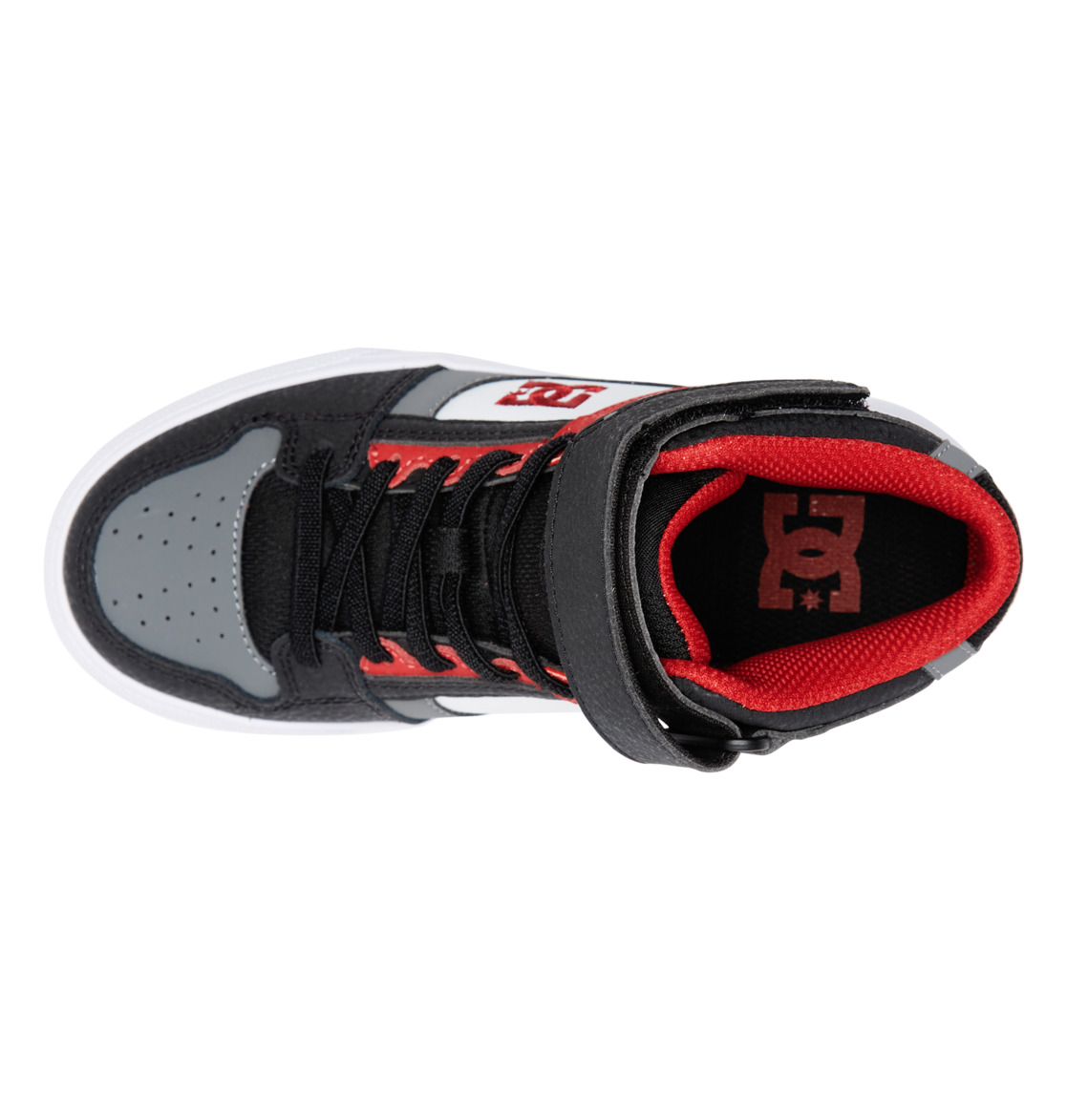 Baskets DC Shoes Pure High Elastic Dentelle High-Top Blanche Grise Rouge Enfant | SQS-99940158