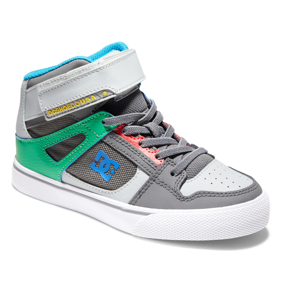 Baskets DC Shoes Pure High Elastic Dentelle High-Top Grise Vert Enfant | UUX-16605881