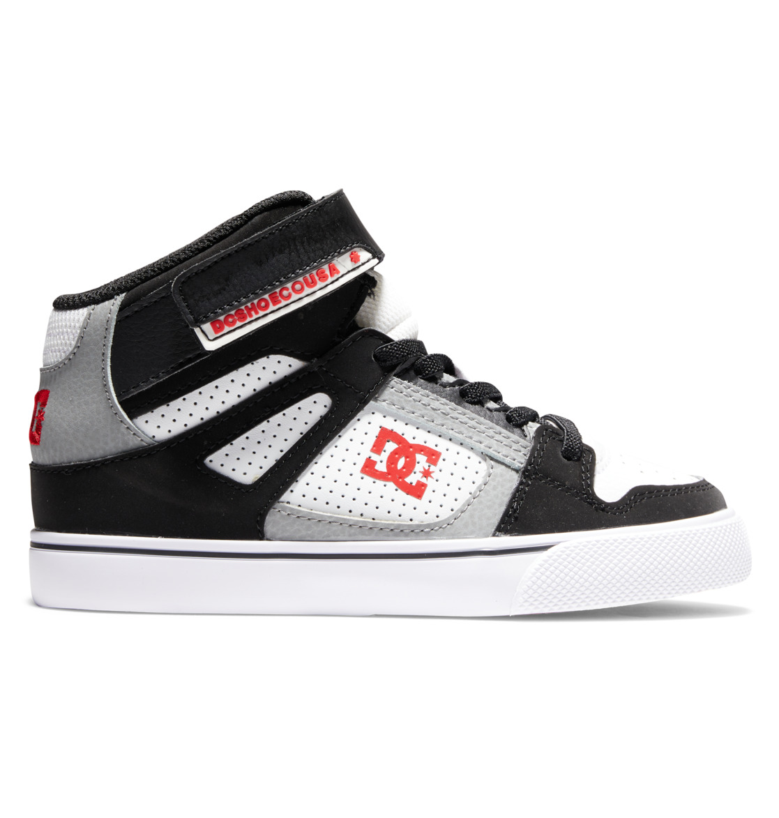 Baskets DC Shoes Pure High Elastic Dentelle High-Top Blanche Noir Rouge Enfant | MFG-50097490