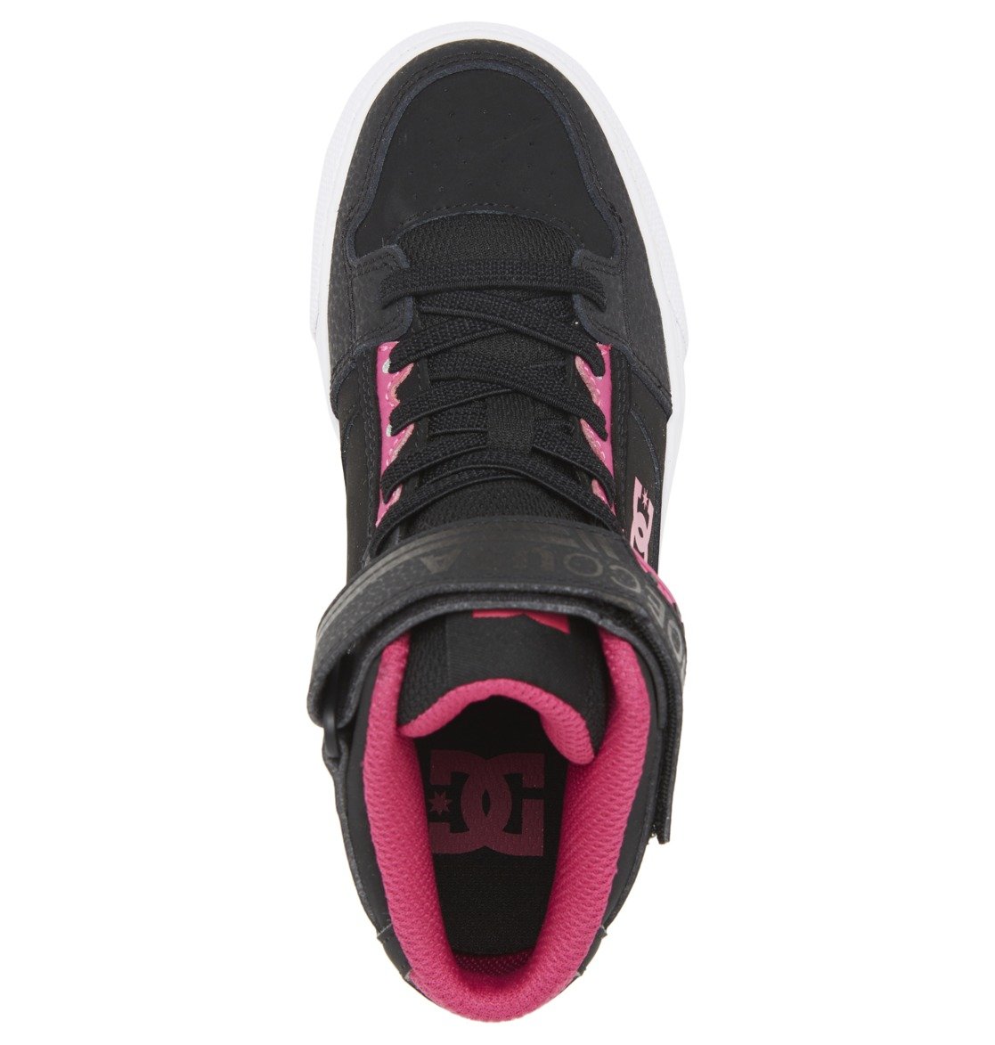 Baskets DC Shoes Pure High Elastic Dentelle High-Top Noir Blanche Enfant | HRO-37190001