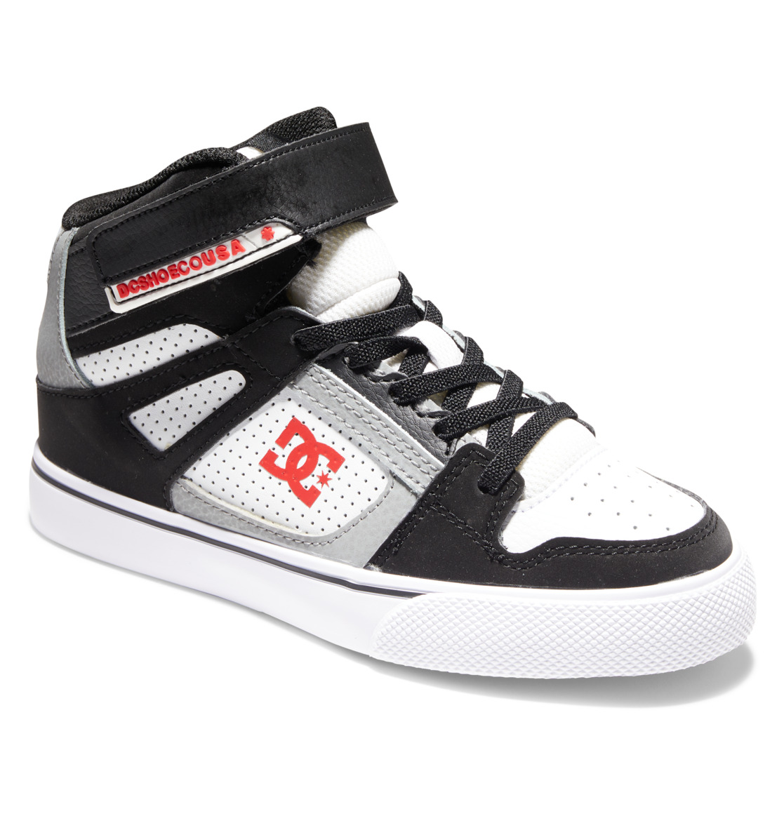 Baskets DC Shoes Pure High Elastic Dentelle High-Top Blanche Noir Rouge Enfant | MFG-50097490