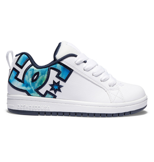 Baskets DC Shoes Court Graffik Blanche Bleu Vert Enfant | AWS-97380746