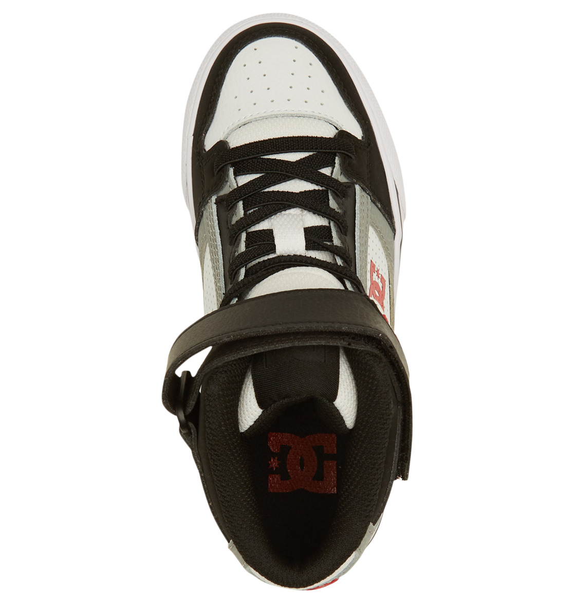 Baskets DC Shoes Pure High Elastic Dentelle High-Top Blanche Noir Rouge Enfant | MFG-50097490