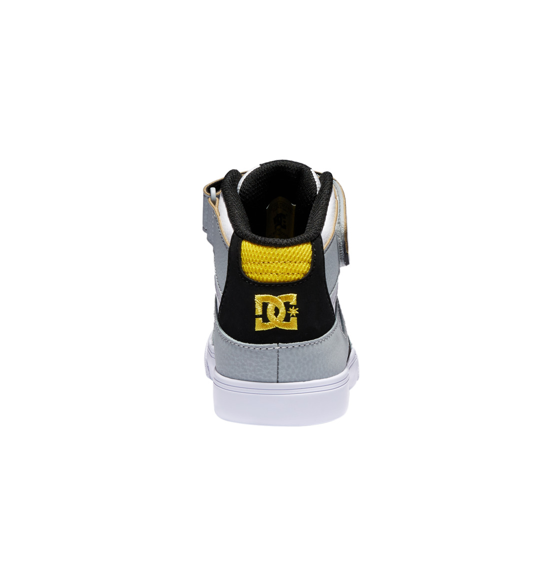 Baskets DC Shoes Pure High Elastic Dentelle High-Top Blanche Grise Jaune Enfant | UBK-03017626